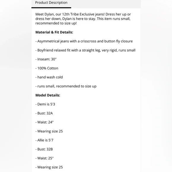 12th Tribe Dylan Light Asymmetrical Jean size 26 - Picture 2 of 6